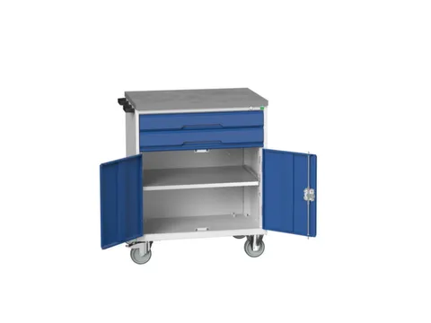 gereedschapswagen 980x800x600mm linoleum 2 laden+kast, RAL7035+RAL5010