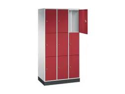 lockerkast,RAL 7035/RAL 3003,HxBxD 1950x920x500mm,3x3vakken,cil.-slot