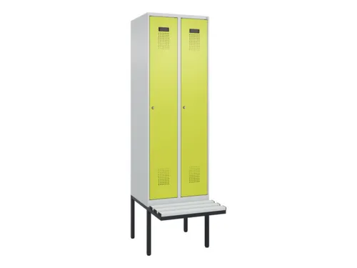 locker met bank,voor scheiding van kleding,HxBxD 2120x600x815mm,2vak
