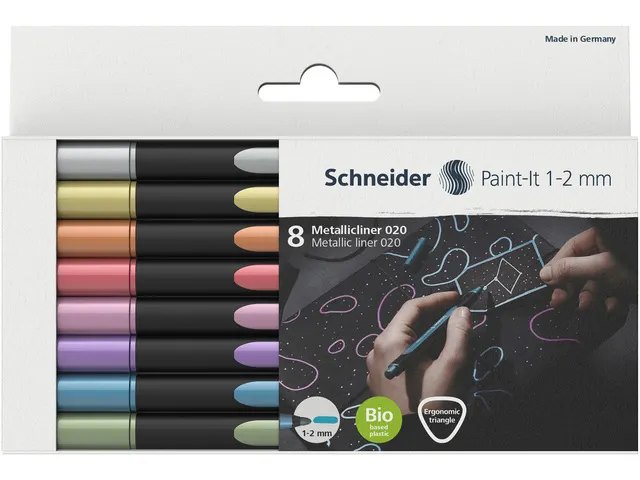 Metallic liner Schneider Paint-It 020 1-2mm etui 8st. (metallic zilver