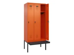 locker met bank,HxBxD 2120x900x815mm,3vak,vak B 300mm,draaigrendel
