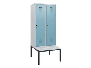 locker met bank,HxBxD 1950x800x815mm,2vak,vak B 400mm,draaigrendel - 2
