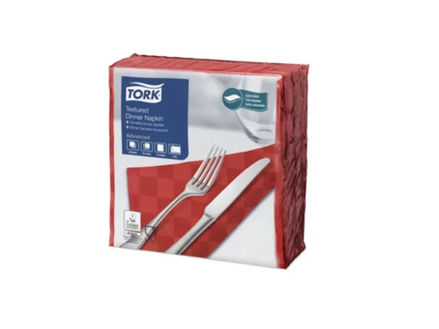 Textured Dinnerservet 38x39cm 2-laags rood 1/4 vouw doos 900 stuks
