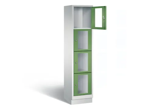 Lockerkast 1800x420x500mm 1x4 vakken Cilinderslot, Sokkel, RAL6011