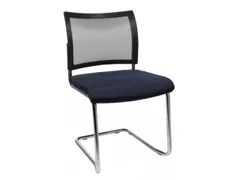 Bezoekersstoel Zitting Stof Donkerblauw Netrug Zwart Sledeframe
