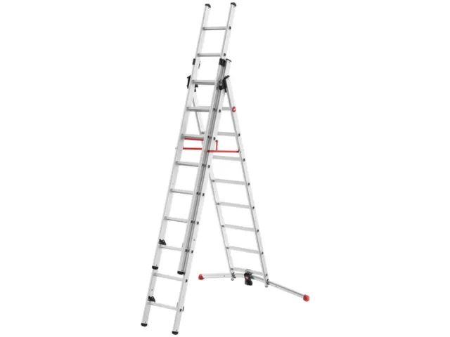 échelle télescopique polyvalente,2x9/1x8 échelons,lisse L 5,62m,alu