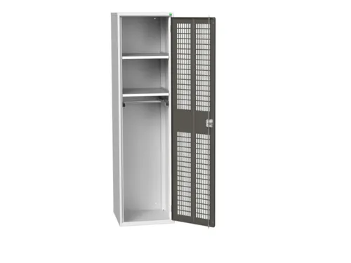 Lockerkast 2000x525x550mm 2 vakken, ventilatiedeur, RAL7016