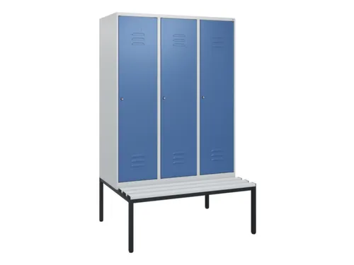 locker met bank,HxBxD 1950x1200x815mm,3vak,vak B 400mm,cil.-slot