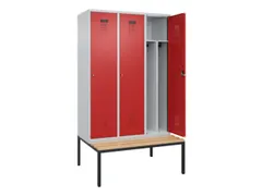 locker met bank,voor scheiding van kleding,HxBxD 2120x1200x815mm,3vak