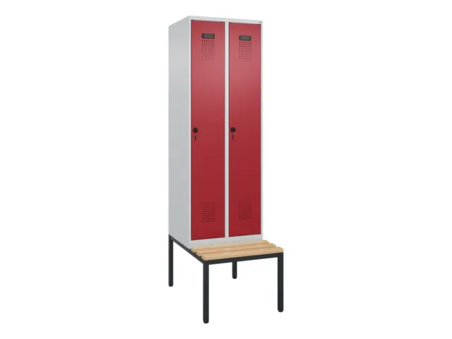 locker met bank,voor scheiding van kleding,HxBxD 2120x600x815mm,2vak