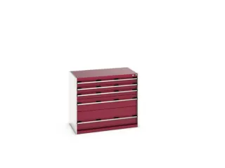 ladekast HxBxD 900x1050x650mm 5 laden romp Ral7035 front Ral3004 staal - 8