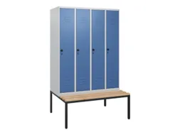 locker met bank,HxBxD 1950x1200x815mm,4vak,vak B 300mm,draaigrendel