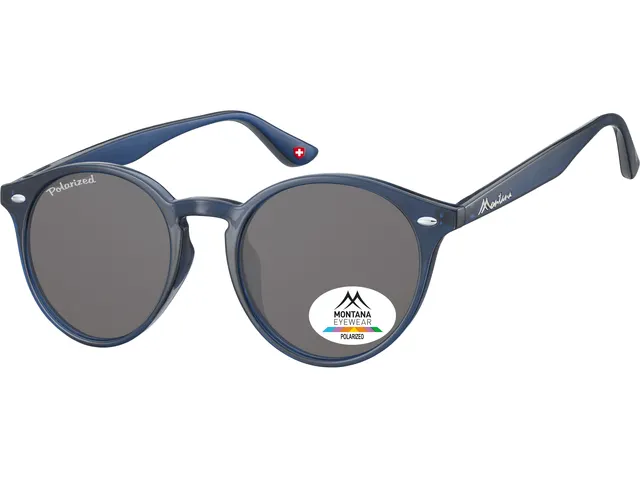 Zonnebril Montana met smoke gepolariseerd rond glas blauw