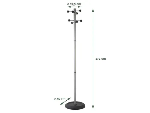 Kapstok BRASQ Monaco staand zilver/zwart 8 haken