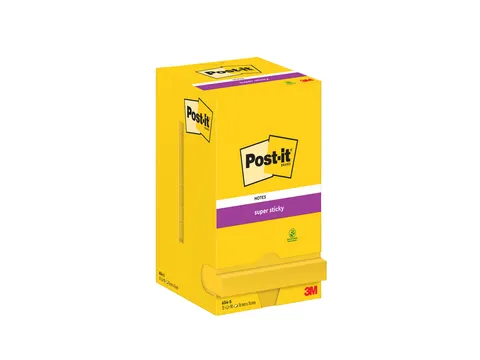 Memoblok Post-it 654 Super Sticky 76x76mm ultrageel 12 stuks