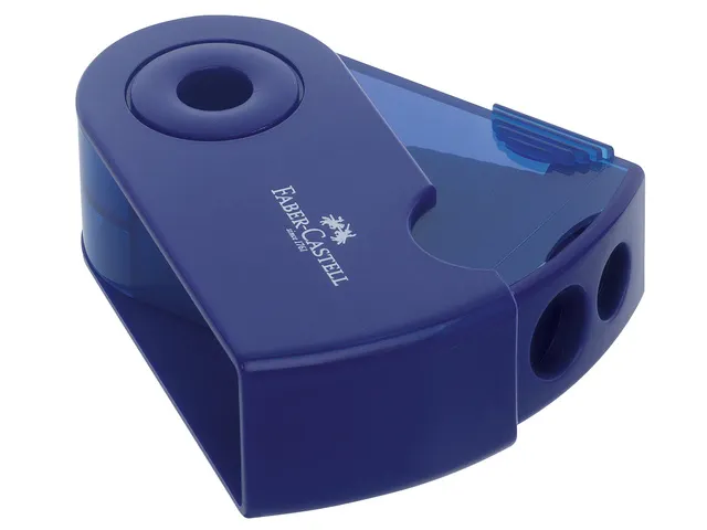 puntenslijper Faber-Castell "Sleeve" rood/blauw 2 gaats display a 12 s