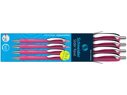 Balpen Schneider Slider Rave XB Power Pink doos a 3 + 1 gratis