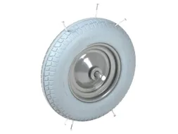 kruiwagenwiel,draagverm. 200kg,Ø 400mm,aslengte 200mm,PU-banden