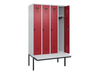 locker met bank,HxBxD 2120x1200x815mm,4vak,vak B 300mm,draaigrendel - 1