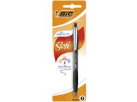 Balpen Bic Atlantis soft metalen clip 1.0mm zwart blister