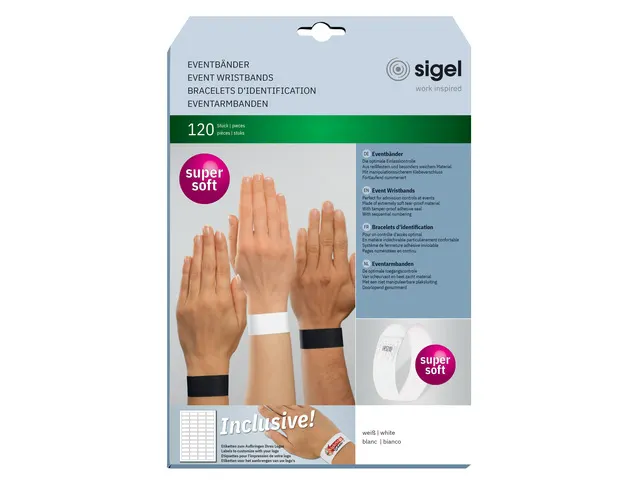 Evenementenbandjes Sigel 255x25mm wit 120 stuks