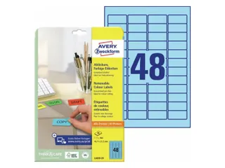 Etiket Avery Ilk 45.7x21.2mm 20 Vel 48 Etiketten Per Vel Blauw - 1