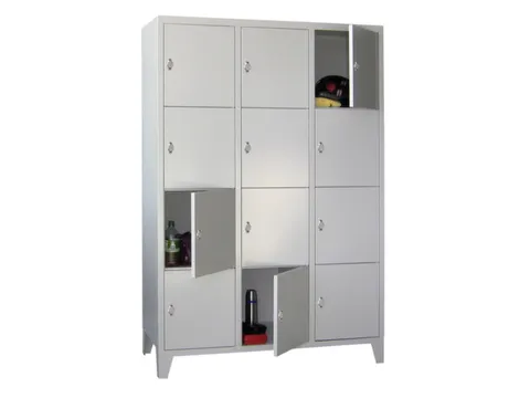 lockerkast,HxBxD 1850x1200x500mm,3x4vakken,RAL7035,front RAL7035