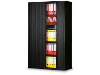 jaloeziedeurkast,HxBxD 1980x1200x430mm,5 OH,romp zwart,front zwart - 1