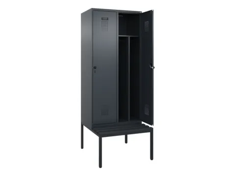 locker met bank,voor scheiding van kleding,HxBxD 2120x800x815mm,2vak