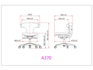 Werkplaatsstoel,zitting stof zwart,zitting HxBxD 460-590x485x420-480mm - 6