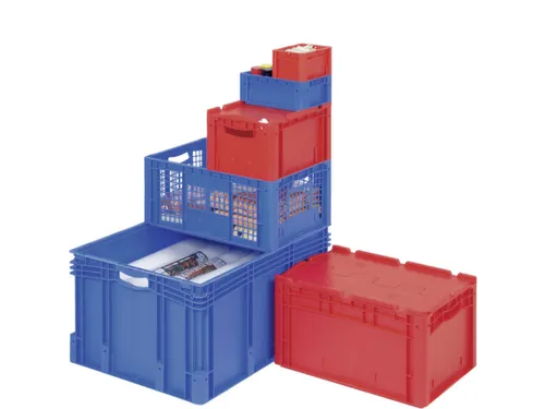 Euronorm Stapelkrat Pp 520x800x600mm 217l Standaardbodem 60kg Blauw