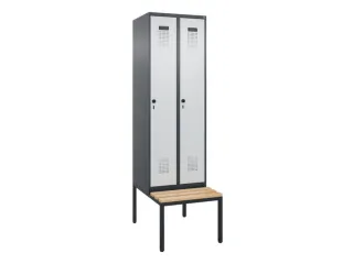 locker met bank,voor scheiding van kleding,HxBxD 2120x600x815mm,2vak - 2