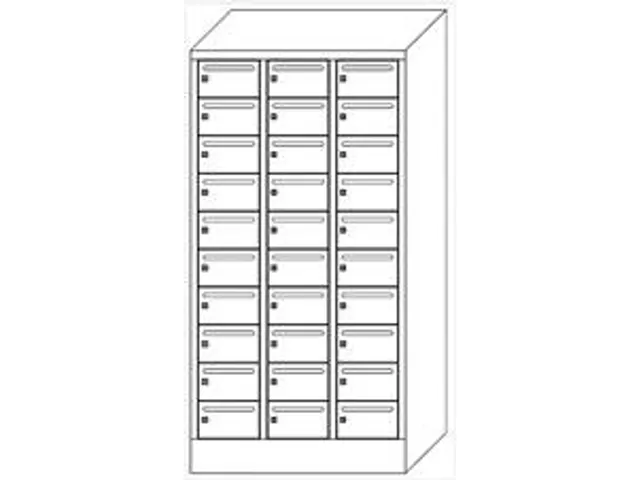 Postsorteerkast 1850x930x500mm 3x10 Vakken Ral7035 Front Ral3000