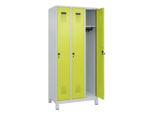 locker,HxBxD 1950x900x500mm,3vak,vak B 300mm,draaigrendel,voeten