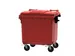 Container 1100 liter vlak deksel Rood