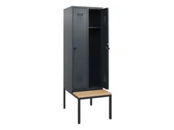 locker met bank,HxBxD 1950x600x815mm,2vak,vak B 300mm,draaigrendel