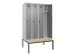 locker met bank,voor scheiding van kleding,HxBxD 2120x1200x815mm,4vak