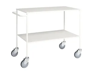tafelwagen,draagverm. 150kg,2xstaalplaat,staaletage,wit,TPE-banden - 1