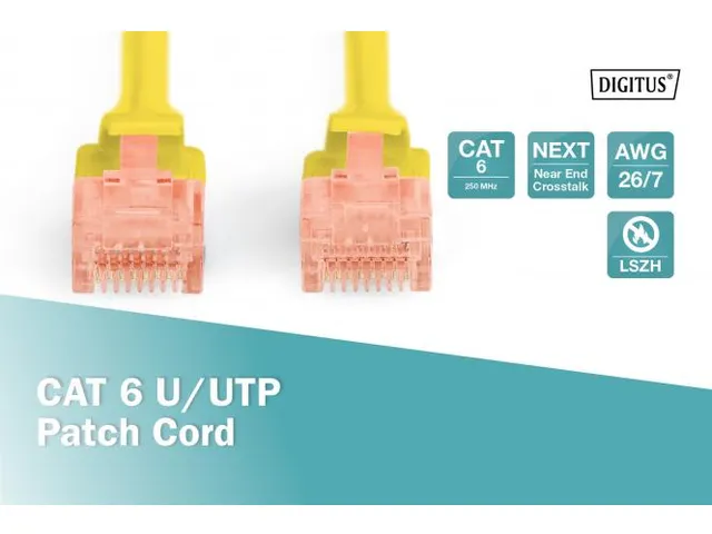 CAT 6 U-UTP patchkabel Cu LSZH AWG 26/7 Lengte 0,5m Geel