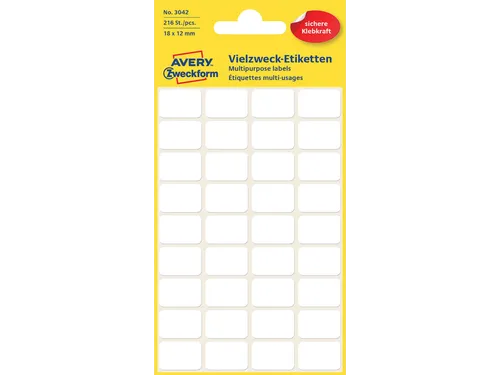 Etiket Avery Zweckform 3042 18x12mm wit 216stuks