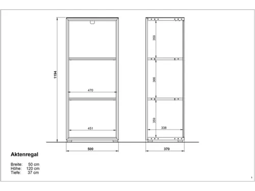 dossierstelling,HxBxD 1200x500x370mm,3xhouten vloer,3ordnerhoogtes