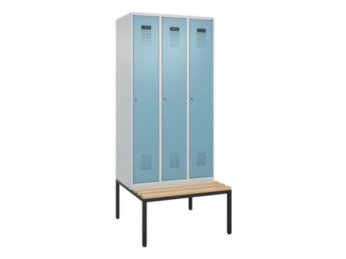 locker met bank,HxBxD 2120x900x815mm,3vak,vak B 300mm,cilinderslot