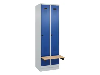 locker met bank,HxBxD 1950x600x815mm,2vak,vak B 300mm,draaigrendel - 2