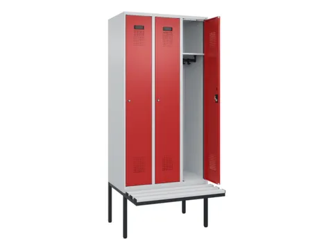 locker met bank,HxBxD 2120x900x815mm,3vak,vak B 300mm,cilinderslot