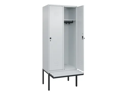 locker met bank,HxBxD 2120x800x815mm,2vak,vak B 400mm,draaigrendel