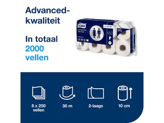 Toiletpapier Tork T4 110767 2-Laags 250 Vel Advanced Xl 64 Rollen - 5