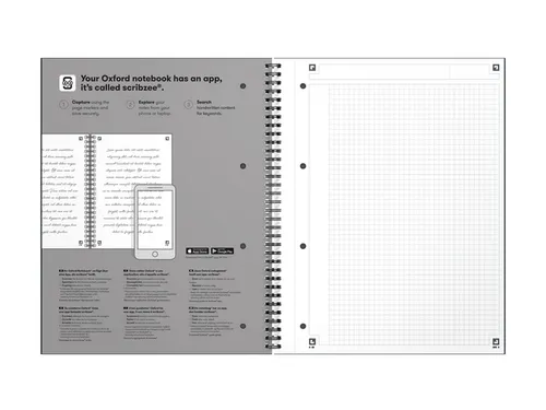Spiraalblok Oxford International Notebook A4+ ruit 5x5mm Zwart