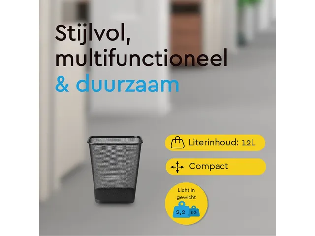 BRASQ Papierbak 12 liter Zwart Vierkant Set van 2 WBBSO2