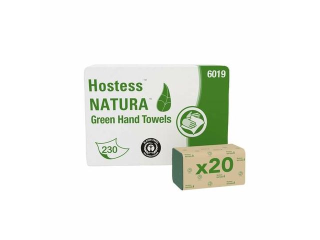 Hostess Nature handdoek Z-vouw 1-laags groen 23x25cm 20 pak | HanddoekDispensers.nl