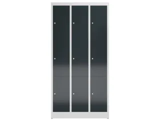 Lockerkast 1800x870x500mm 3x3 vakken cilinderslot, sokkel, RAL7016 - 2